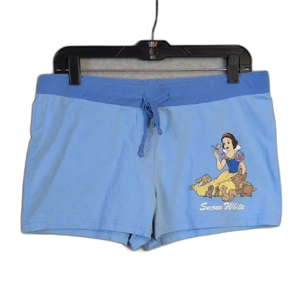 Disney Snow White Blue Pajama Lounge Shorts Women's L - Picture 1 of 4